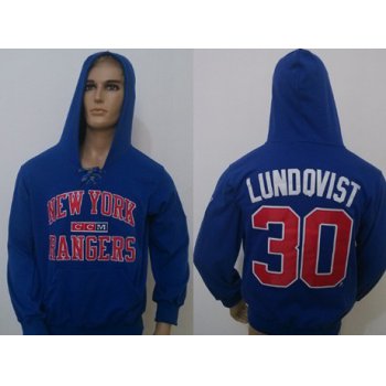 CCM New York Rangers #30 Henrik Lundqvist Light Blue Hoodie