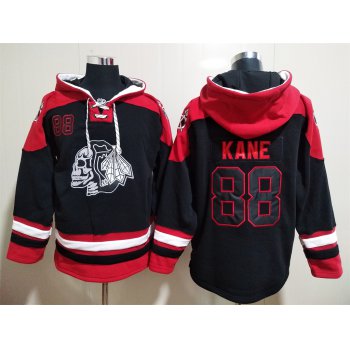 Men's Chicago Blackhawks #88 Patrick Kane Black Ageless Must Have Lace Up Pullover Hoodie