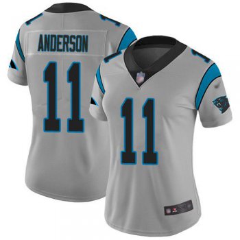 Nike Panthers #11 Robby Anderson Silver Women's Stitched NFL Limited Inverted Legend Jersey