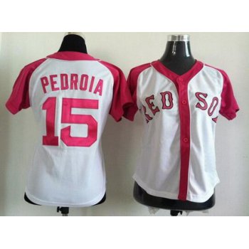 Boston Red Sox #15 Dustin Pedroia Fashion Womens By Majestic Athletic Jersey