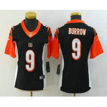 Women's Cincinnati Bengals #9 Joe Burrow Black 2020 Vapor Untouchable Stitched NFL Nike Limited Jersey