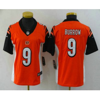Women's Cincinnati Bengals #9 Joe Burrow Orange 2020 Vapor Untouchable Stitched NFL Nike Limited Jersey
