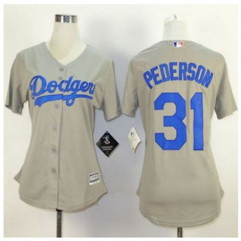 Women's Los Angeles Dodgers #31 Joc Pederson Away Gray 2015 MLB Cool Base Jersey