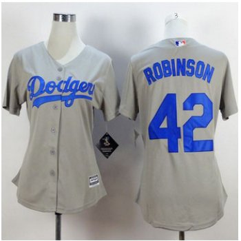 Women's Los Angeles Dodgers #42 Jackie Robinson Gray Retired Player 2015 MLB Cool Base Jersey