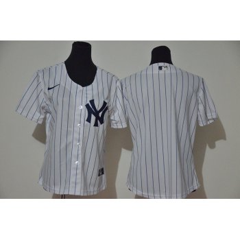 Women's New York Yankees Blank White Home Stitched MLB Cool Base Nike Jersey