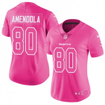 Nike Dolphins #80 Danny Amendola Pink Women's Stitched NFL Limited Rush Fashion Jersey