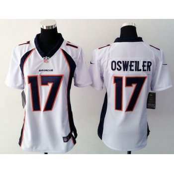 Women's Denver Broncos #17 Brock Osweiler White Road NFL Nike Game Jersey