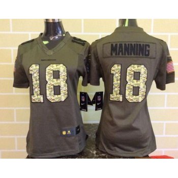 Women's Denver Broncos #18 Peyton Manning Green Salute To Service 2015 NFL Nike Limited Jersey