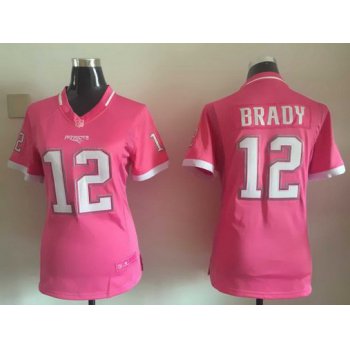 Women's New England Patriots #12 Tom Brady Pink Bubble Gum 2015 NFL Jersey