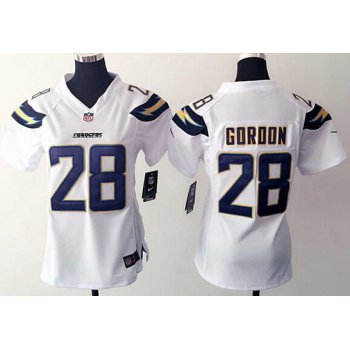 Women's San Diego Chargers #28 Melvin Gordon White Road NFL Nike Game Jersey