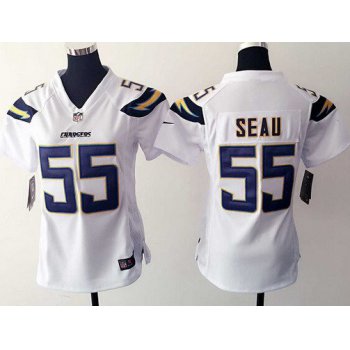 Women's San Diego Chargers #55 Junior Seau White Retired Player NFL Nike Game Jersey