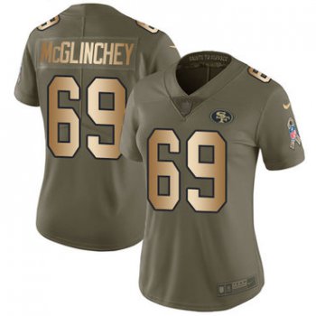 Nike 49ers #69 Mike McGlinchey Olive Gold Women's Stitched NFL Limited 2017 Salute to Service Jersey