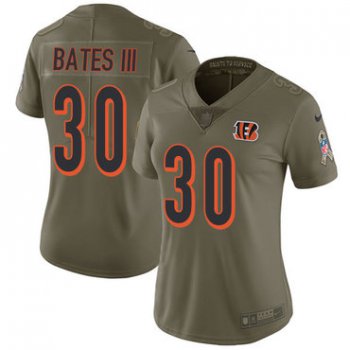 Nike Bengals #30 Jessie Bates III Olive Women's Stitched NFL Limited 2017 Salute to Service Jersey