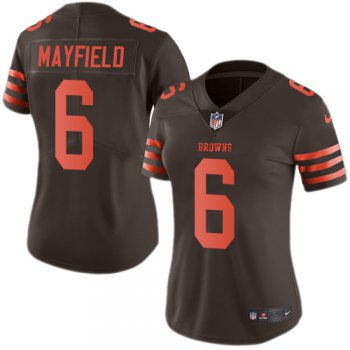 Nike Browns #6 Baker Mayfield Brown Women's Stitched NFL Limited Rush Jersey