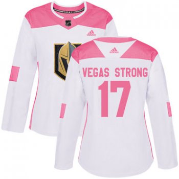Adidas Vegas Golden Knights #17 Vegas Strong White Pink Authentic Fashion Women's Stitched NHL Jersey