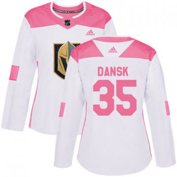 Adidas Vegas Golden Knights #35 Oscar Dansk White Pink Authentic Fashion Women's Stitched NHL Jersey