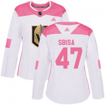 Adidas Vegas Golden Knights #47 Luca Sbisa White Pink Authentic Fashion Women's Stitched NHL Jersey