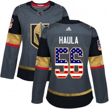 Adidas Vegas Golden Knights #56 Erik Haula Grey Home Authentic USA Flag Women's Stitched NHL Jersey