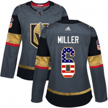 Adidas Vegas Golden Knights #6 Colin Miller Grey Home Authentic USA Flag Women's Stitched NHL Jersey