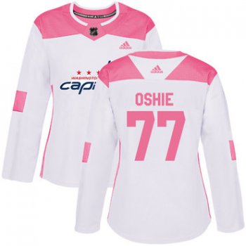 Adidas Washington Capitals #77 T.J. Oshie White Pink Authentic Fashion Women's Stitched NHL Jersey