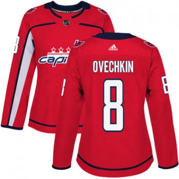 Adidas Washington Capitals #8 Alex Ovechkin Red Home Authentic Women's Stitched NHL Jersey