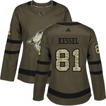 Arizona Coyotes #81 Phil Kessel Green Salute to Service Women's Stitched Hockey Jersey