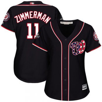 Nationals #11 Ryan Zimmerman Navy Blue Alternate 2019 World Series Bound Women's Stitched Baseball Jersey