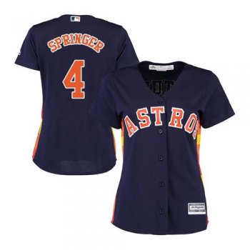 Women's Authentic Houston Astros #4 George Springer Majestic Alternate Cool Base Navy Blue Jersey