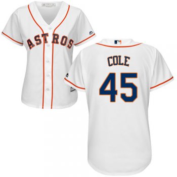 Women's Majestic Houston Astros #45 Gerrit Cole Authentic White Home Cool Base MLB Jersey
