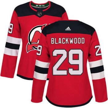 Women's New Jersey Devils #29 MacKenzie Blackwood Adidas Authentic Mackenzie wood Red Home Jersey