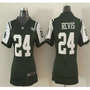 Nike New York Jets #24 Darrelle Revis Green Game Womens Jersey