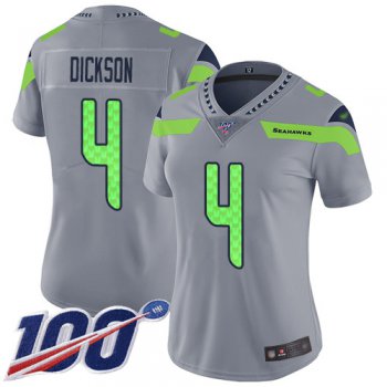 Seahawks #4 Michael Dickson Gray Women's Stitched Football Limited Inverted Legend 100th Season Jersey