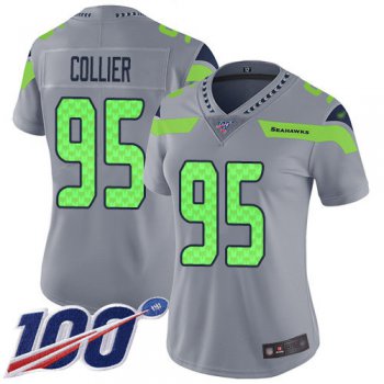 Seahawks #95 L.J. Collier Gray Women's Stitched Football Limited Inverted Legend 100th Season Jersey