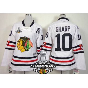 Chicago Blackhawks #10 Patrick Sharp 2015 Winter Classic White Womens Jersey W/2015 Stanley Cup Champion Patch