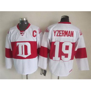 Men's Detroit Red Wings #19 Steve Yzerman 2008-09 White CCM Vintage Throwback Jersey
