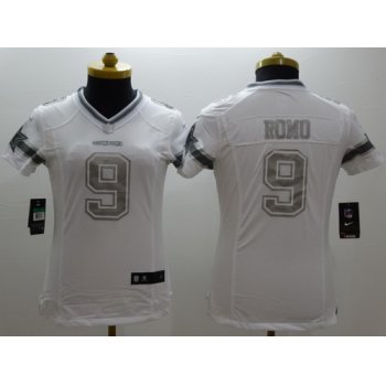 Nike Dallas Cowboys #9 Tony Ramo Platinum White Limited Womens Jersey