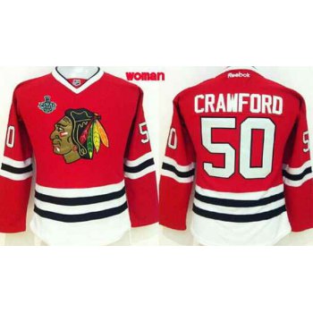 Women's Chicago Blackhawks #50 Corey Crawford 2015 Stanley Cup Red Jersey