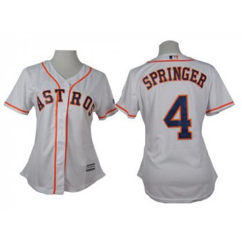 Women's Houston Astros #4 George Springer White Jersey