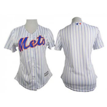 Women's New York Mets Blank White With Blue Pinstripe Jersey