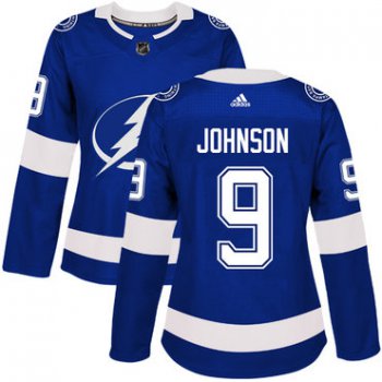 Adidas Tampa Bay Lightning #9 Tyler Johnson Blue Home Authentic Women's Stitched NHL Jersey