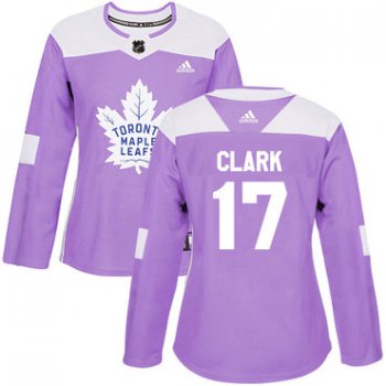 Adidas Toronto Maple Leafs #17 Wendel Clark Purple Authentic Fights Cancer Women's Stitched NHL Jersey