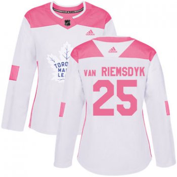 Adidas Toronto Maple Leafs #25 James Van Riemsdyk White Pink Authentic Fashion Women's Stitched NHL Jersey