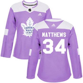 Adidas Toronto Maple Leafs #34 Auston Matthews Purple Authentic Fights Cancer Women's Stitched NHL Jersey