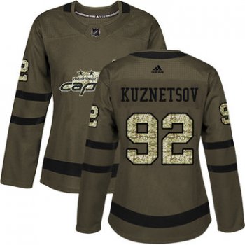 Adidas Washington Capitals #92 Evgeny Kuznetsov Green Salute to Service Women's Stitched NHL Jersey