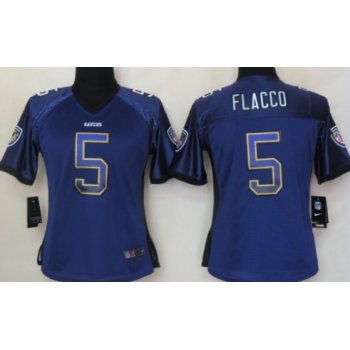 Nike Baltimore Ravens #5 Joe Flacco Drift Fashion Purple Womens Jersey