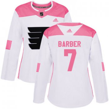 Adidas Philadelphia Flyers #7 Bill Barber White Pink Authentic Fashion Women's Stitched NHL Jersey