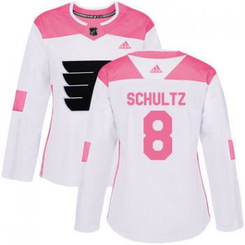 Adidas Philadelphia Flyers #8 Dave Schultz White Pink Authentic Fashion Women's Stitched NHL Jersey