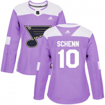 Adidas St.Louis Blues #10 Brayden Schenn Purple Authentic Fights Cancer Women's Stitched NHL Jersey