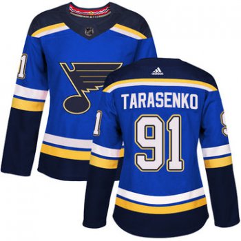 Adidas St.Louis Blues #91 Vladimir Tarasenko Blue Home Authentic Women's Stitched NHL Jersey