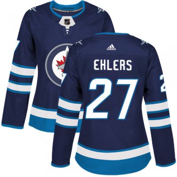 Adidas Winnipeg Jets #27 Nikolaj Ehlers Navy Blue Home Authentic Women's Stitched NHL Jersey